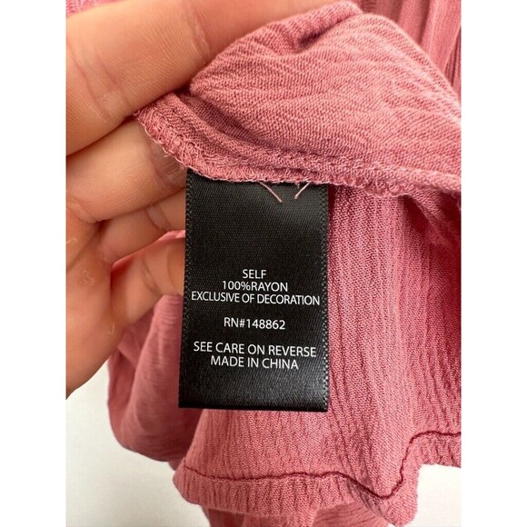 Torrid Women's Crinkle Gauze Embroidered Peasant Top Pink Puff Sleeve Size 3X - Picture 6 of 9